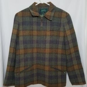 NWT LAUREN by Ralph Lauren Plaid 100% Wool Jacket